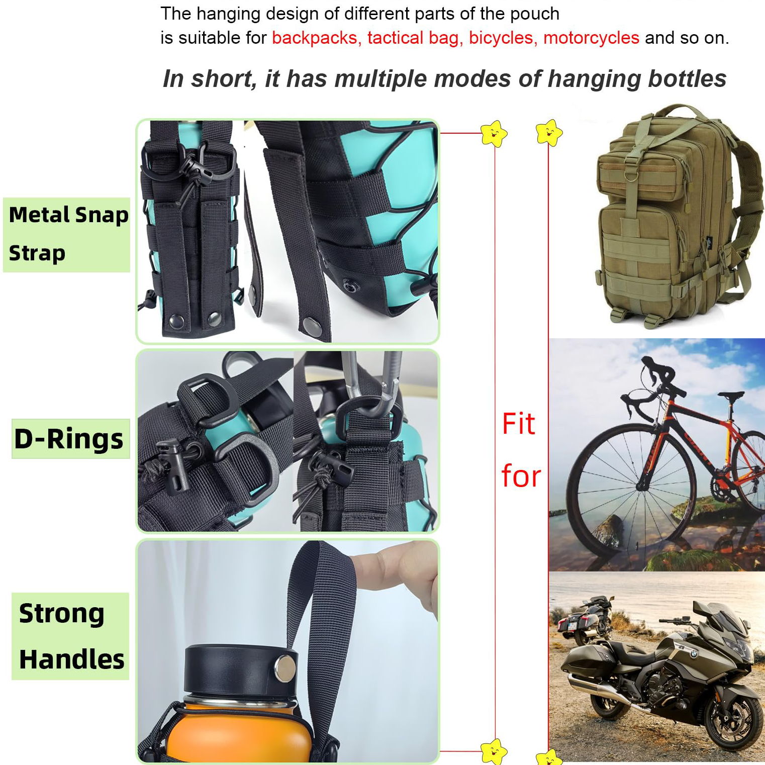 1000D Molle Water Bottle Holde - Cycling Commute Backpack ulasan dan harga