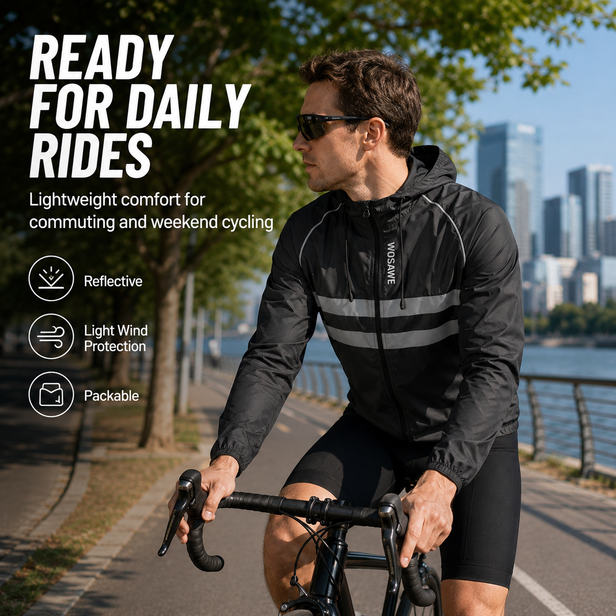 Men's Reflective Cycling Windb - Cycling Commute Jacket ulasan dan harga